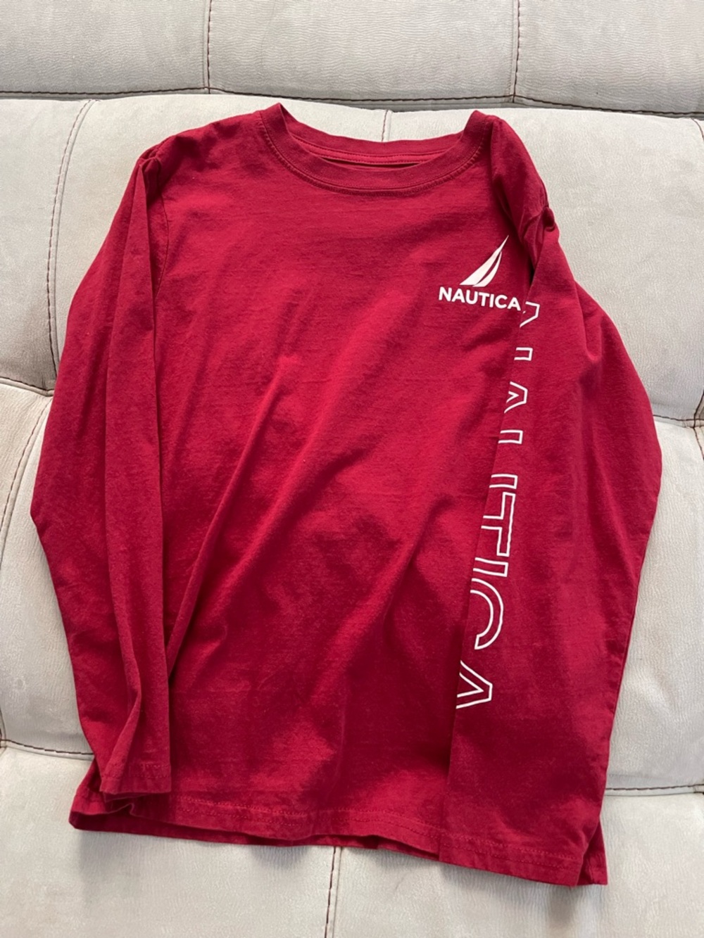 Nautica Crimson Long Sleeve Logo Tee